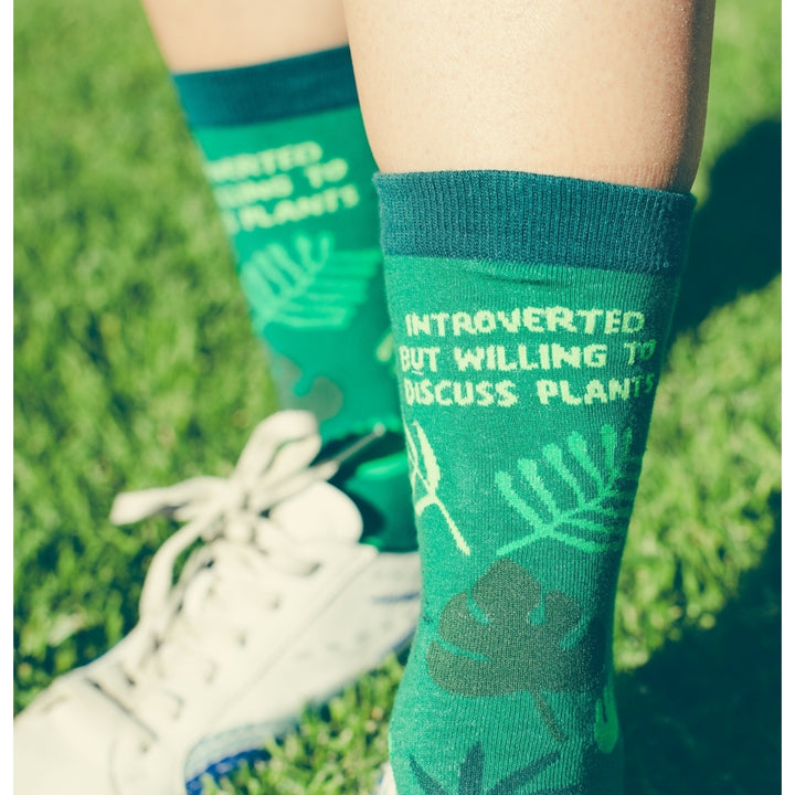 Womens Introverted But Willing To Discuss Plants Socks Funny Gardening House Plant Graphic Footwear Image 8