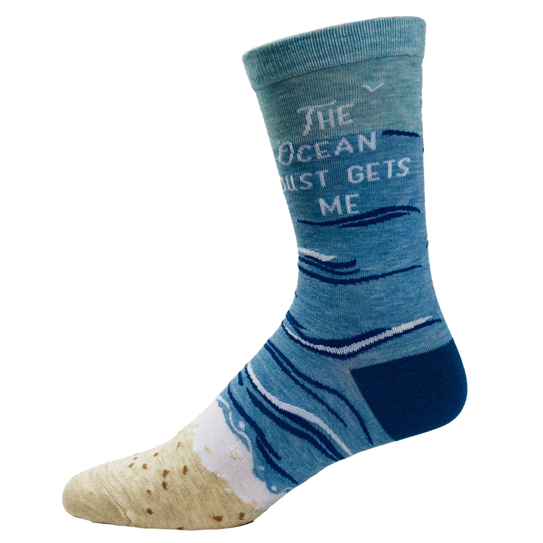 Womens The Ocean Just Gets Me Socks Funny Beach Vacation Boating Novelty Footwear Image 6