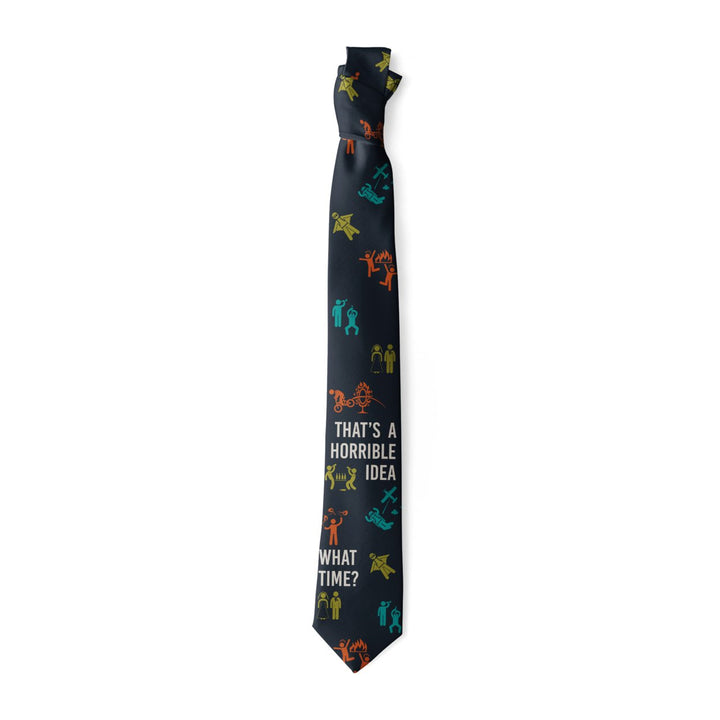 Thats A Horrible Idea What Time Necktie Funny Neckties for Men Sarcastic Tie Novelty Ties for Men Image 1