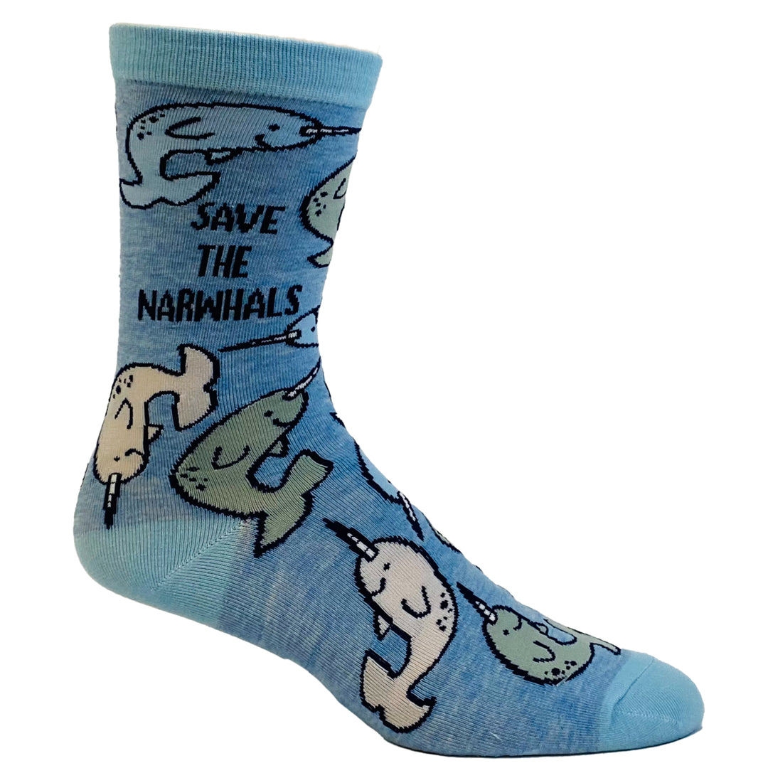 Youth Save The Narwhals Socks Cute Ocean Whale Unicorn of The Sea Graphic Footwear Image 6