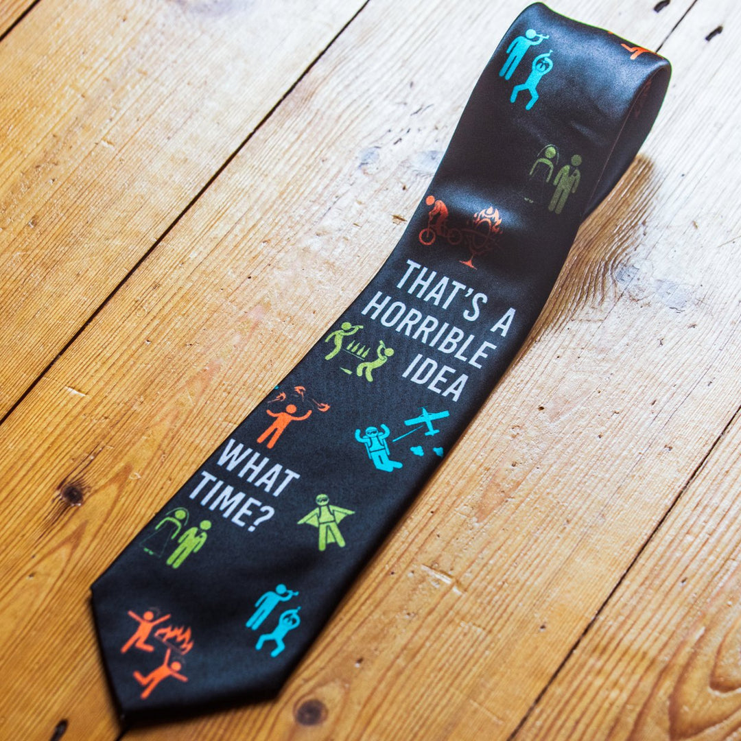 Thats A Horrible Idea What Time Necktie Funny Neckties for Men Sarcastic Tie Novelty Ties for Men Image 4