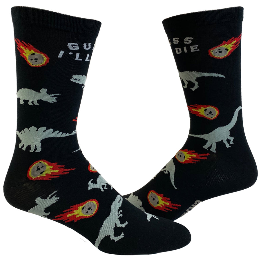 Women's Guess I'll Die Socks Funny Dinosaur Extinction Meteor Graphic Novelty Footwear Image 1