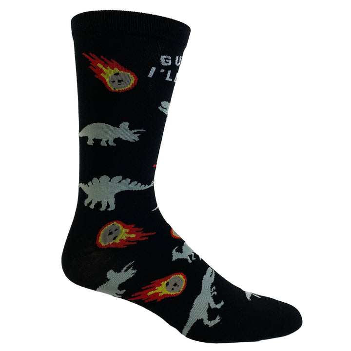 Womens Guess Ill Die Socks Funny Dinosaur Extinction Meteor Graphic Novelty Footwear Image 6