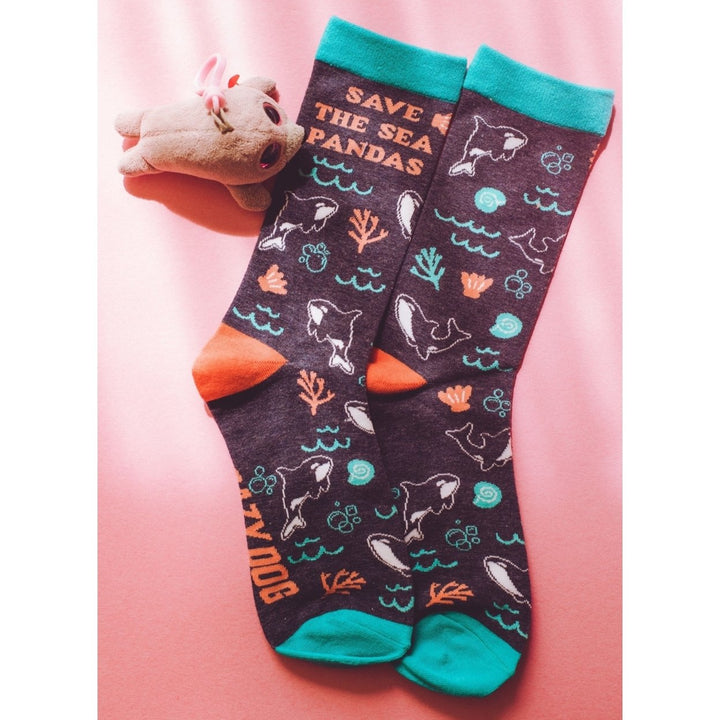 Womens Save The Sea Pandas Socks Funny Orca Save The Whales Killer Whale Novelty Footwear Image 7