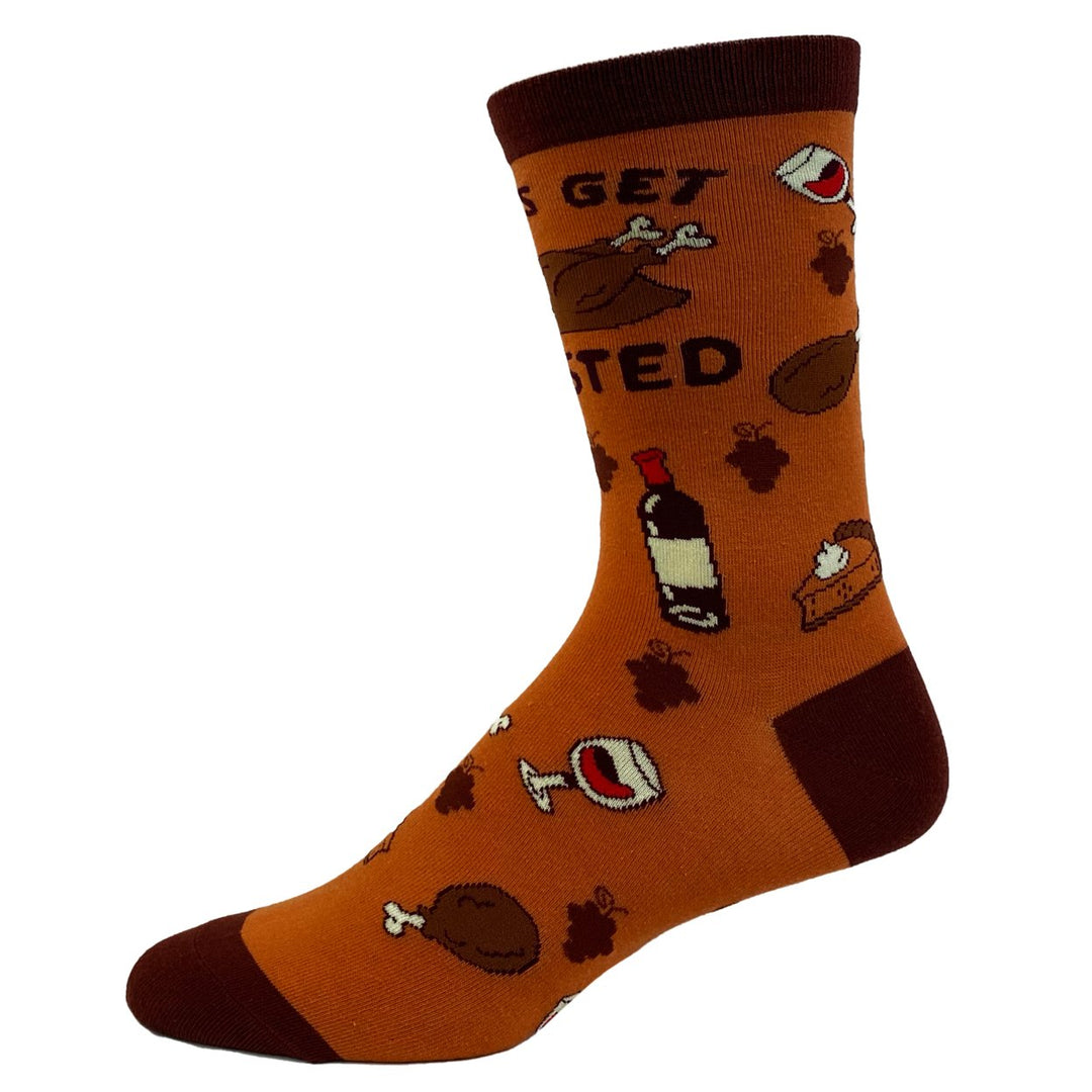 Womens Lets Get Basted Socks Funny Thanksgiving Turkey Day Graphic Novelty Footwear Image 4