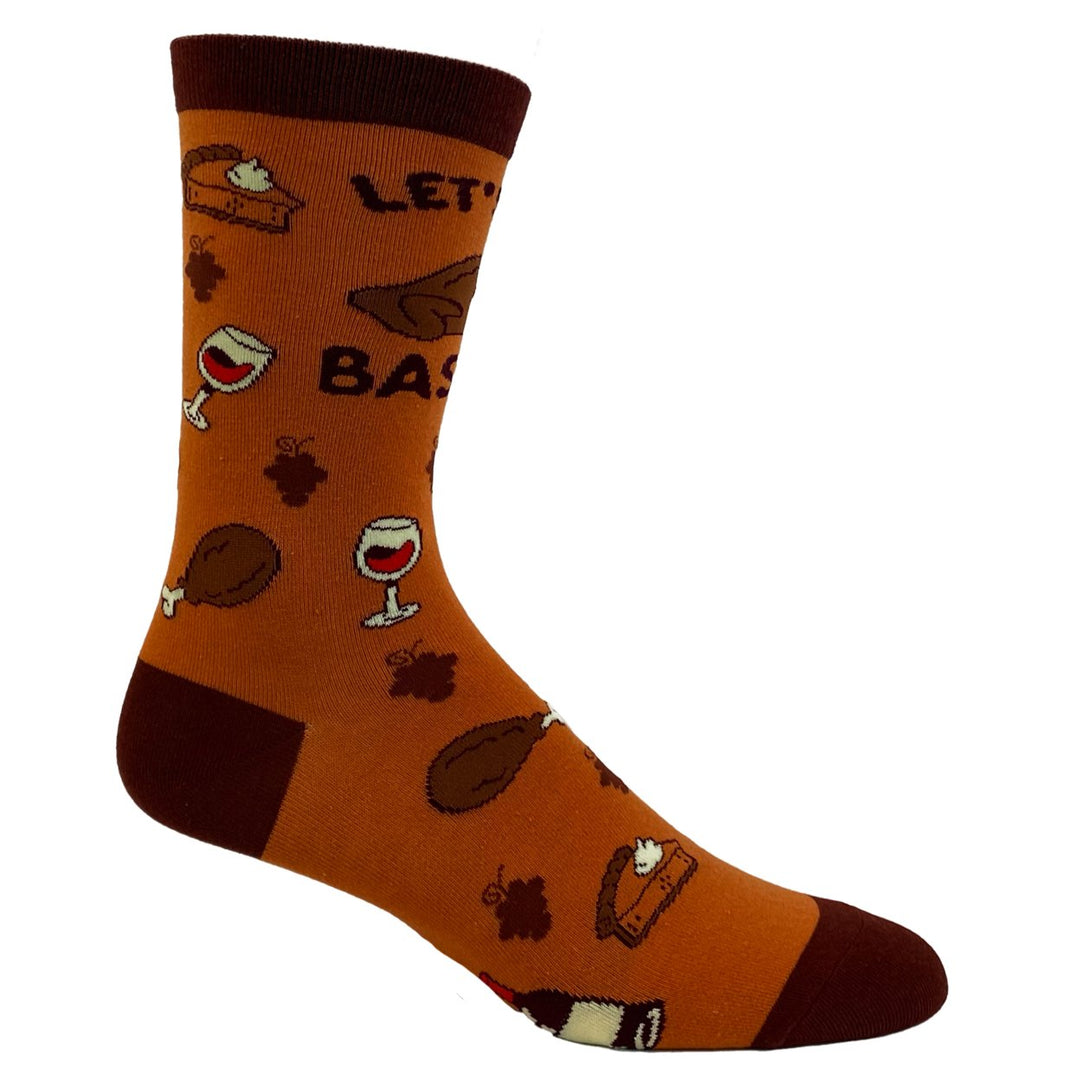 Womens Lets Get Basted Socks Funny Thanksgiving Turkey Day Graphic Novelty Footwear Image 6