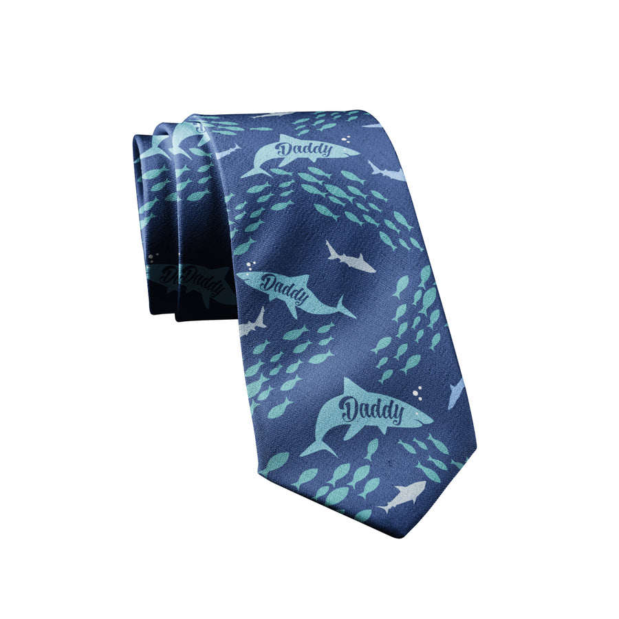 Daddy Shark Necktie Funny Neckties for Men Cool Shark Tie for Dad Mens Novelty Neckties Image 1