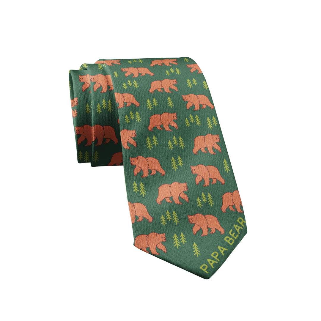 Papa Bear Necktie Novelty Ties for Men Bear Tie for Dad Mens Funny Neckties Camping Dad Ties Image 1