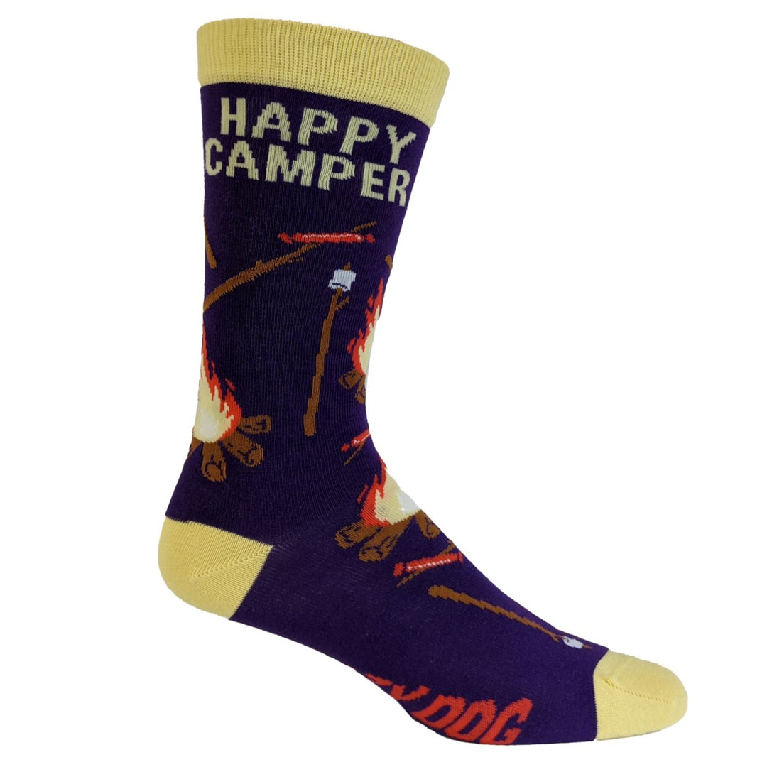 Womens Happy Camper Socks Funny Outdoor Adventure Hiking Vintage Novelty Footwear Image 6