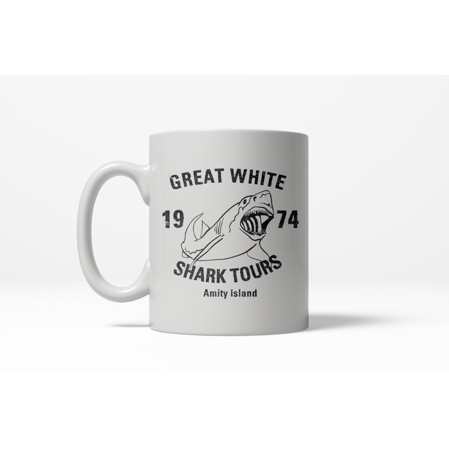 Great White Shark Tours Funny Vintage Retro Ceramic Coffee Drinking Mug - 11oz Image 1