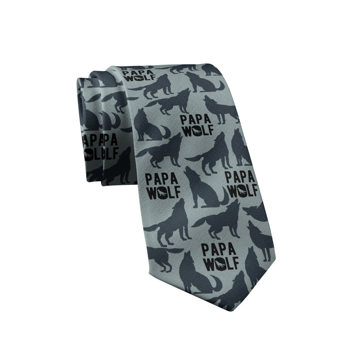 Papa Wolf Necktie Novelty Ties for Men Bear Tie for Dad Mens Funny Neckties Camping Dad Ties Image 1