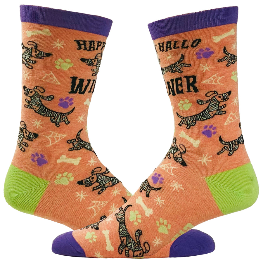 Womens Happy Hallowiener Socks Funny Halloween Pet Dog Puppy Dachshund Lover Footwear Image 1