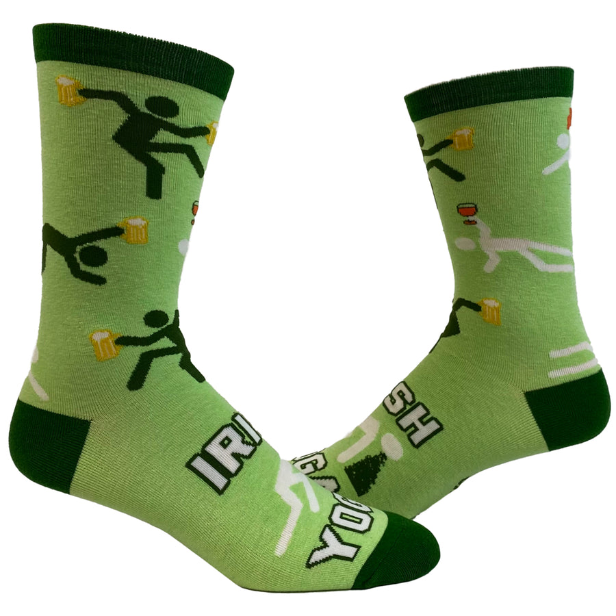Mens Irish Yoga Socks Funny St. Patricks Day Drinking Party Novelty Footwear Image 1