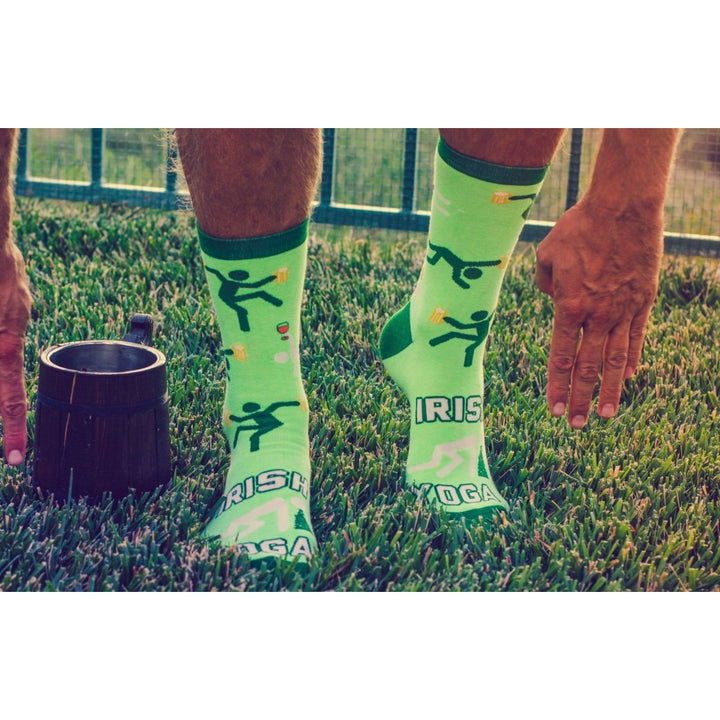 Mens Irish Yoga Socks Funny St. Patricks Day Drinking Party Novelty Footwear Image 8