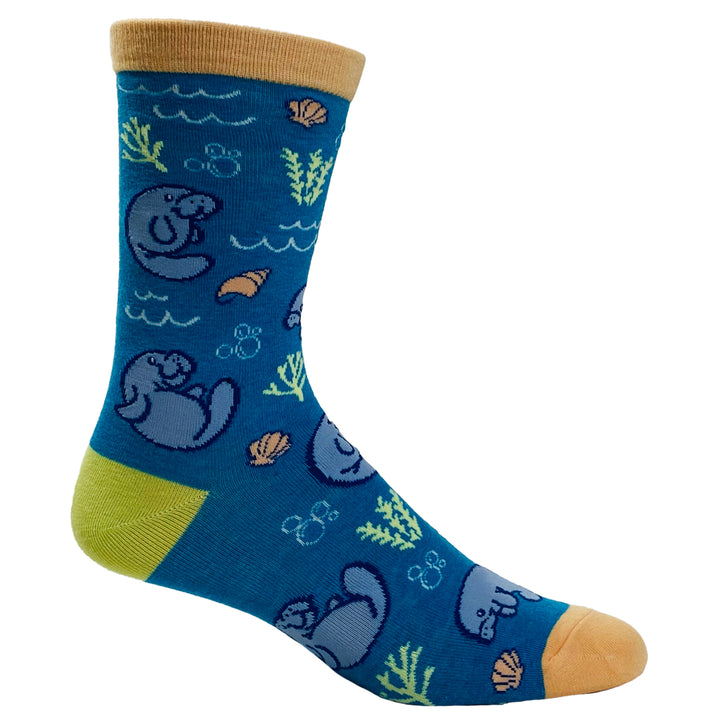 Womens Save The Floaty Potatoes Socks Funny Manatee Ocean Novelty Graphic Footwear Image 6