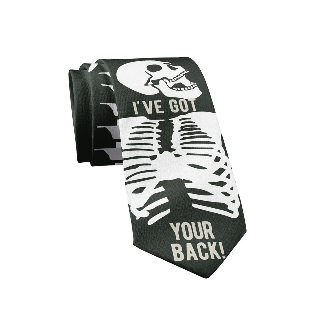 Ive Got Your Back Necktie Mens Novelty Neckties Halloween Tie Funny Ties Skeleton Necktie Image 2