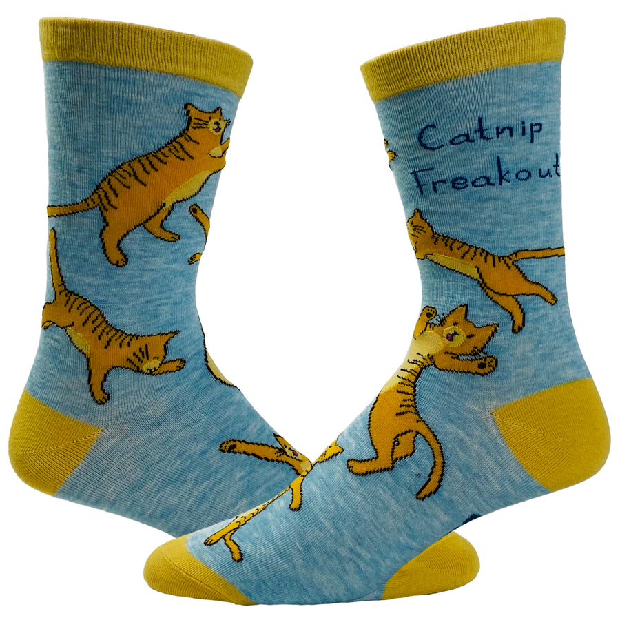 Womens Catnip Freakout Socks Funny Pet Kitty Cat Animal Lover Crazy Cat Lady Footwear Image 1