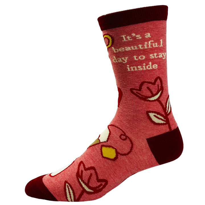 Women's It's A Beautiful Day To Stay Inside Socks Funny Introvert Coffee Lover Novelty Footwear Image 4