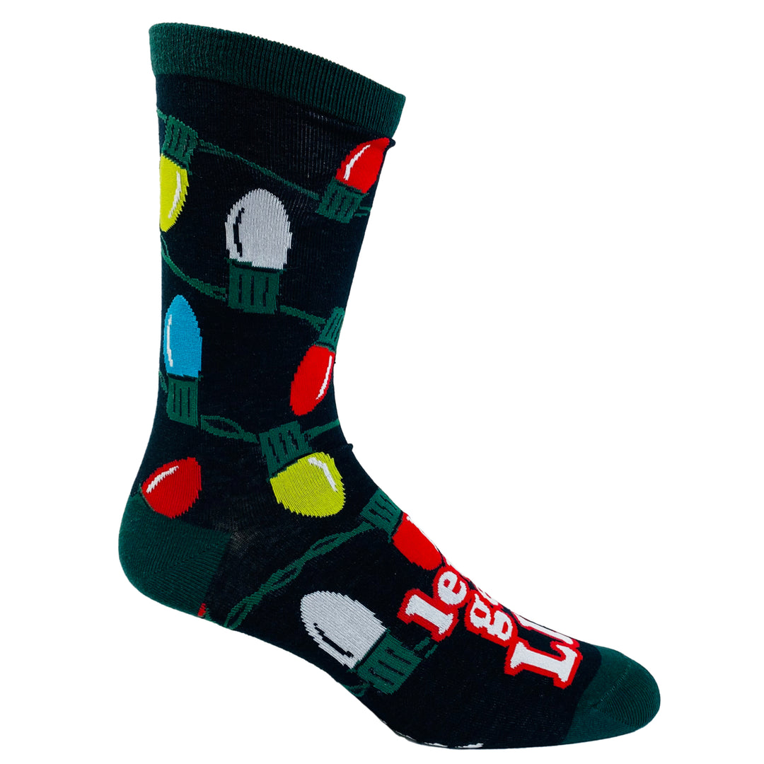 Mens Lets Get Lit Socks Funny Christmas Lights Holiday Tree Novelty Footwear Image 6