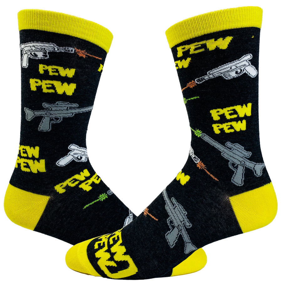 Mens Pew Pew Socks Funny Lasers Sci Fi Novelty Fantasy Nerdy Video Game Footwear Image 1