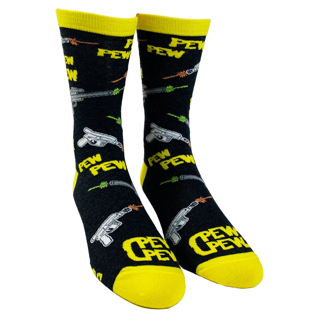 Mens Pew Pew Socks Funny Lasers Sci Fi Novelty Fantasy Nerdy Video Game Footwear Image 2