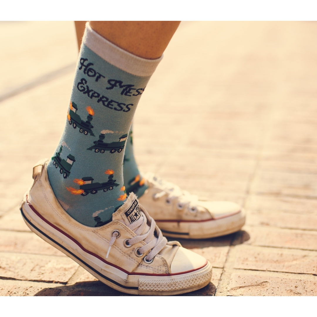 Womens Hot Mess Express Socks Funny Train Hungover Party Sarcastic Graphic Novelty Footwear Image 7