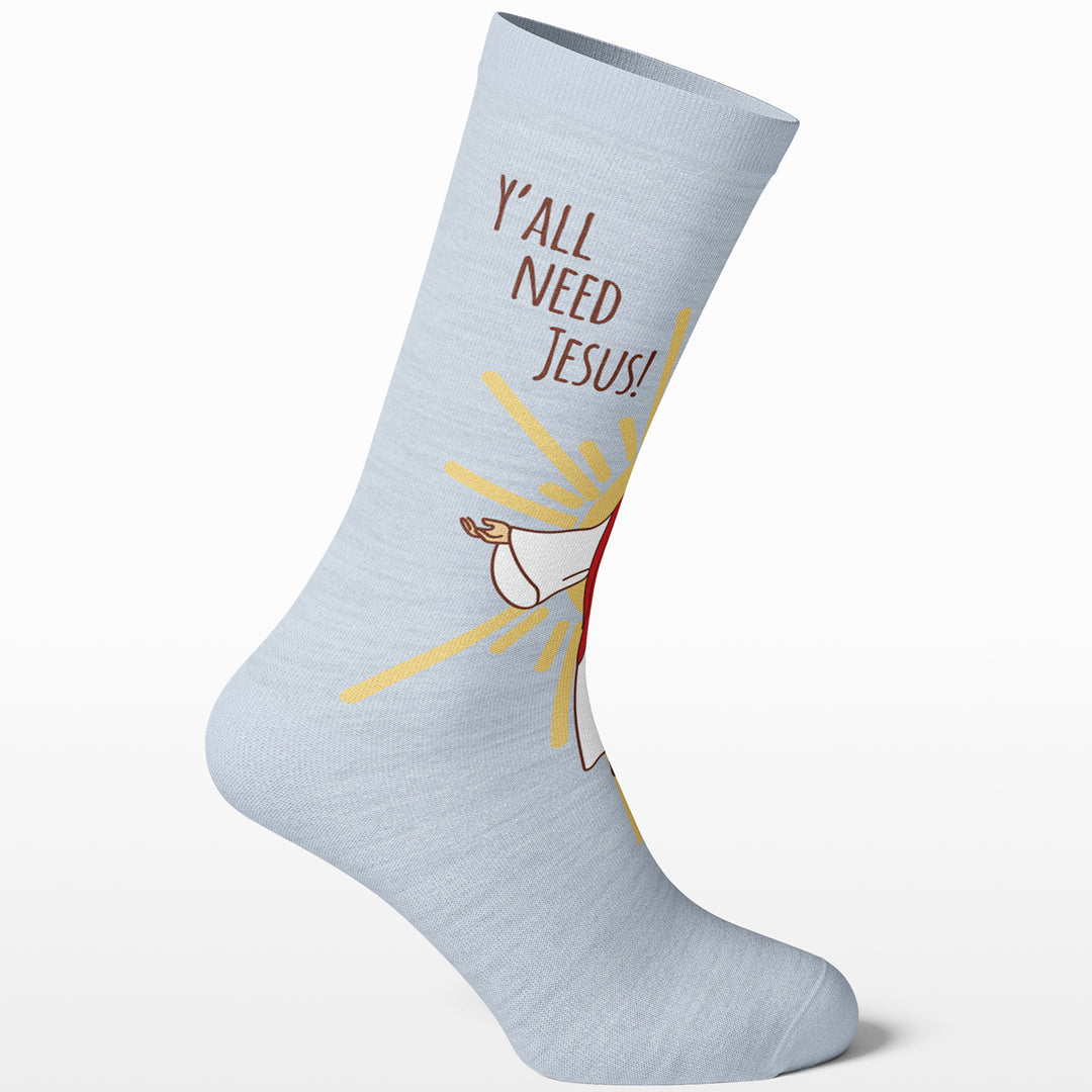 Womens YAll Need Jesus Socks Funny Sunday Church Religion Paster Novelty Footwear Image 4