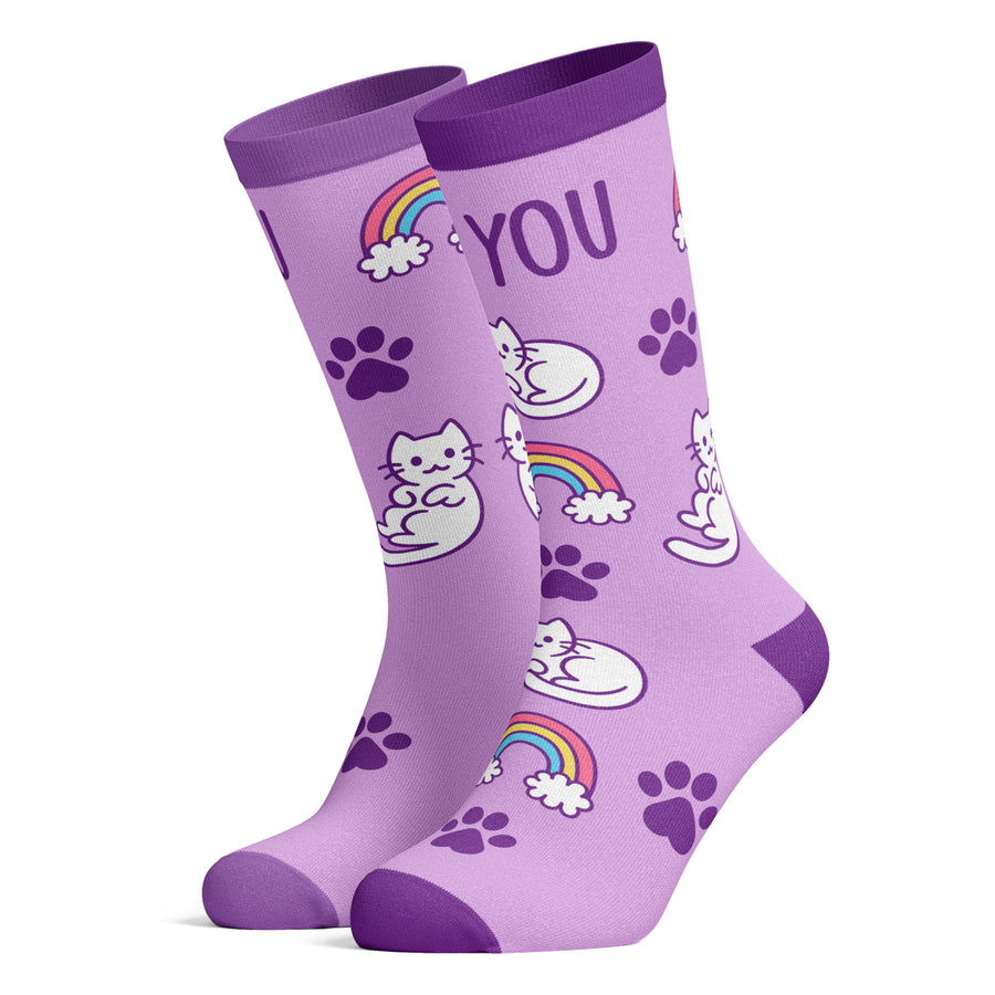 Womens Be You Socks Funny Pet Cat Lover Cute Kitty Rainbow Novelty Footwear Image 1