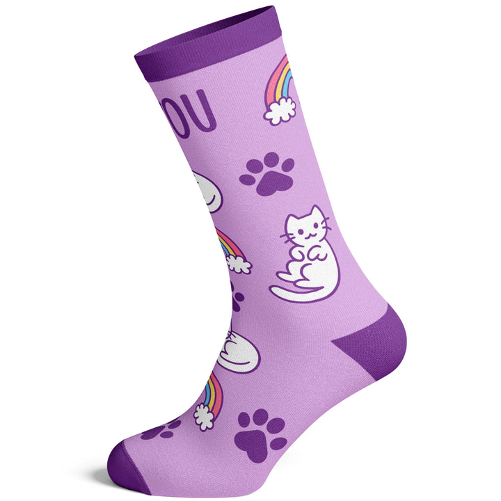 Womens Be You Socks Funny Pet Cat Lover Cute Kitty Rainbow Novelty Footwear Image 4