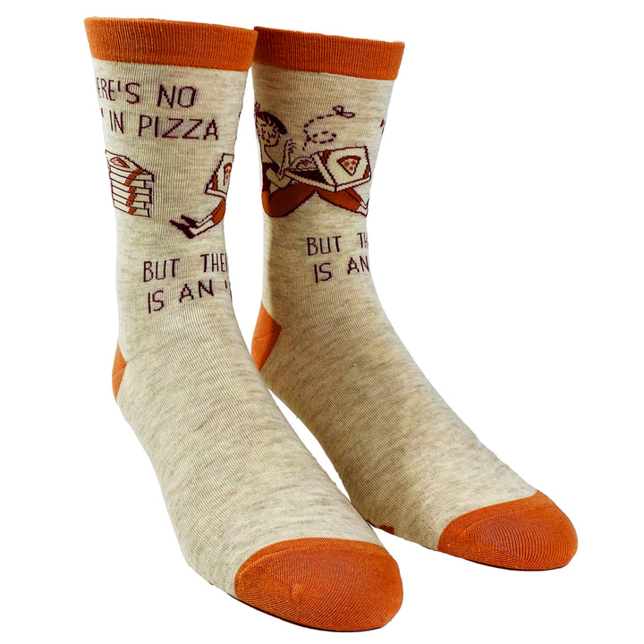 Womens Theres No We In Pizza But There Is An I Socks Funny Foodie Sarcastic Footwear Image 2