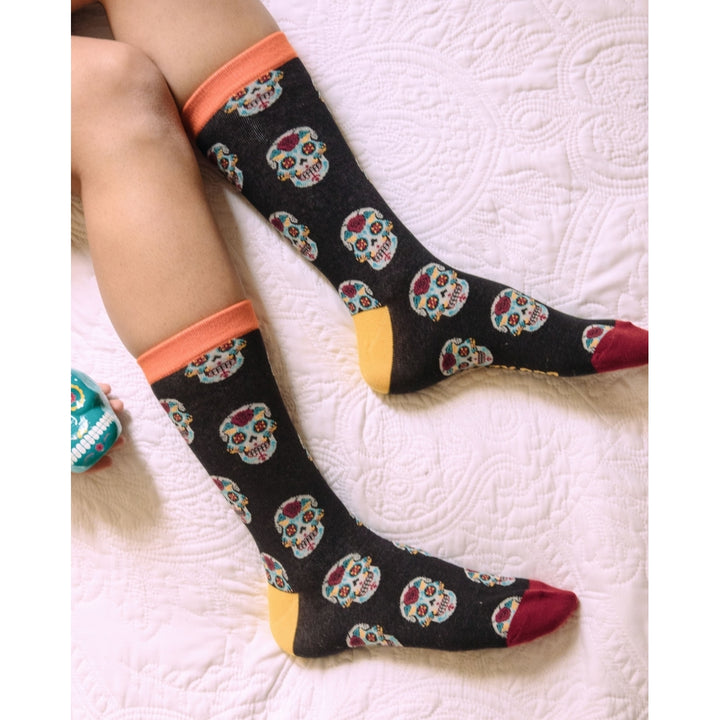 Womens Sugar Skull Socks Funny Day Of The Dead Mexico Graphic Novelty Footwear Image 7