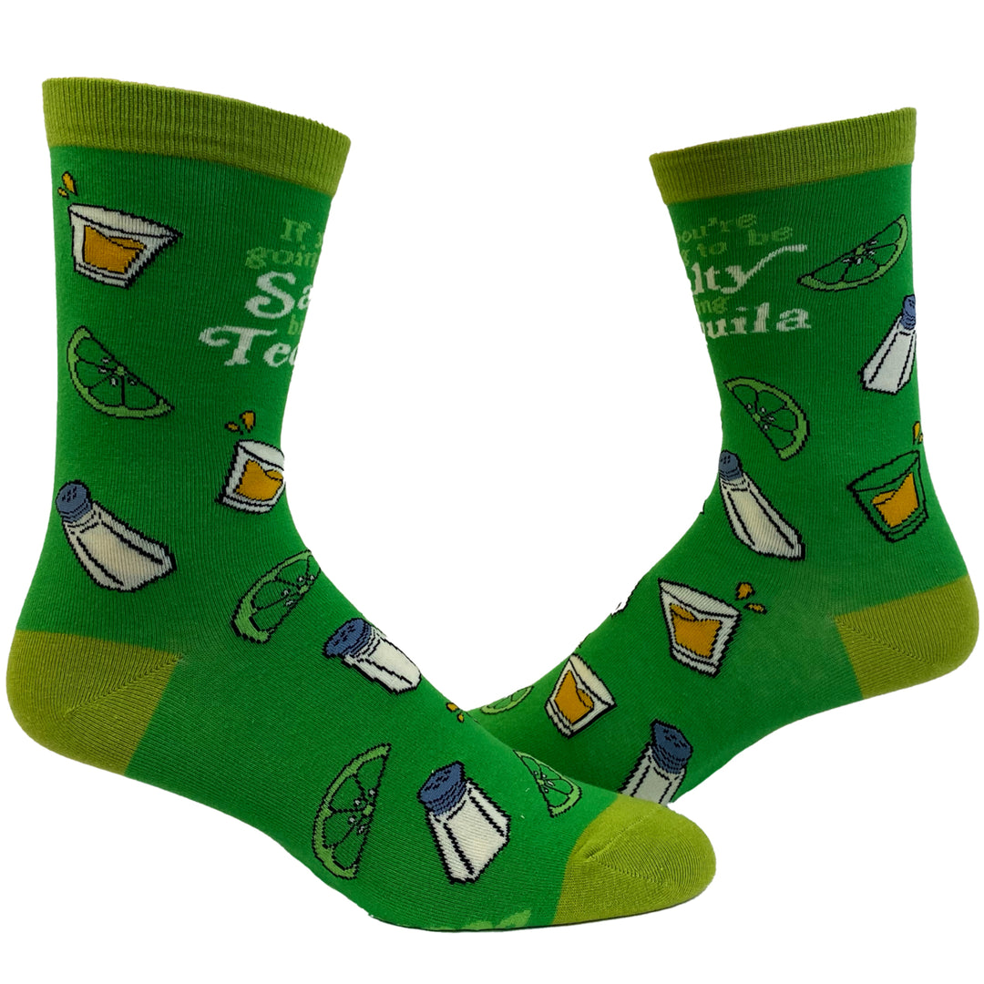 Womens If Youre Gonna Be Salty Bring Tequila Socks Funny Cinco De Mayo Margarita Graphic Novelty Footwear Image 1