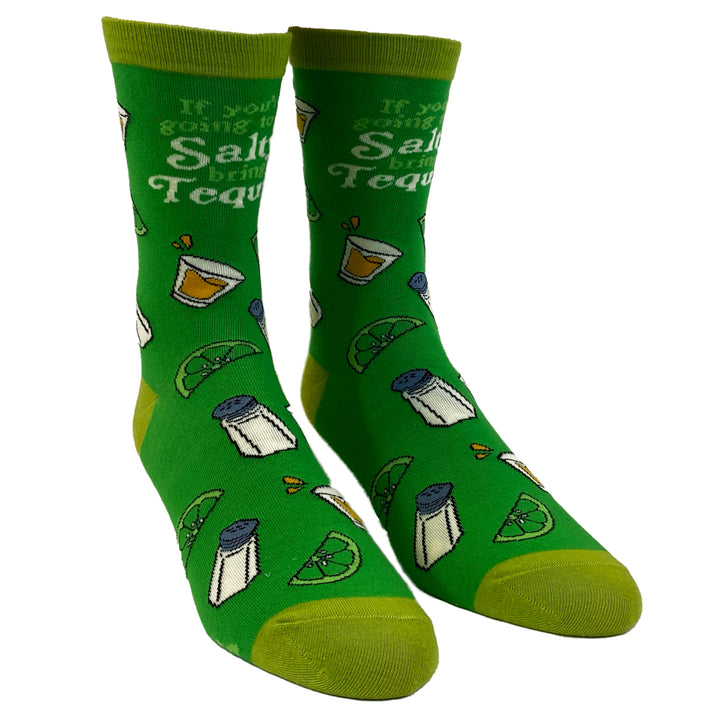 Womens If Youre Gonna Be Salty Bring Tequila Socks Funny Cinco De Mayo Margarita Graphic Novelty Footwear Image 2