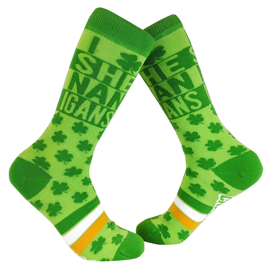 Womens I Clover Shenanigans Socks Funny Saint St Patricks Day Irish Footwear Image 1