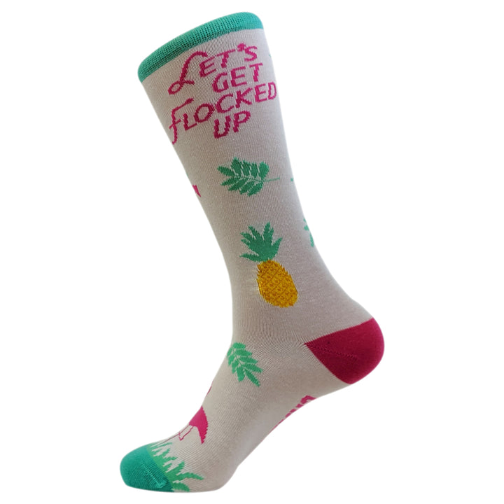 Womens Lets Get Flocked Up Socks Funny Tropical Flamingo Footwear Image 4