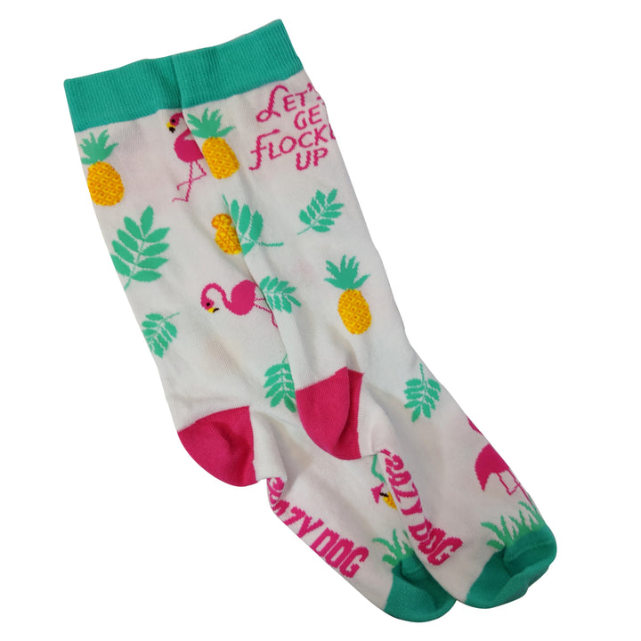 Womens Lets Get Flocked Up Socks Funny Tropical Flamingo Footwear Image 7