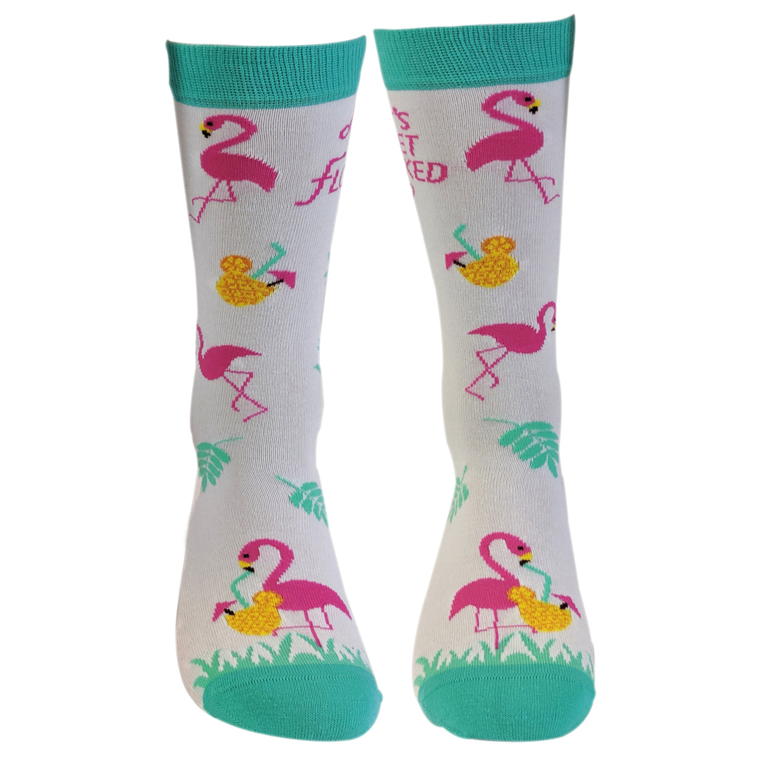 Womens Lets Get Flocked Up Socks Funny Tropical Flamingo Footwear Image 8