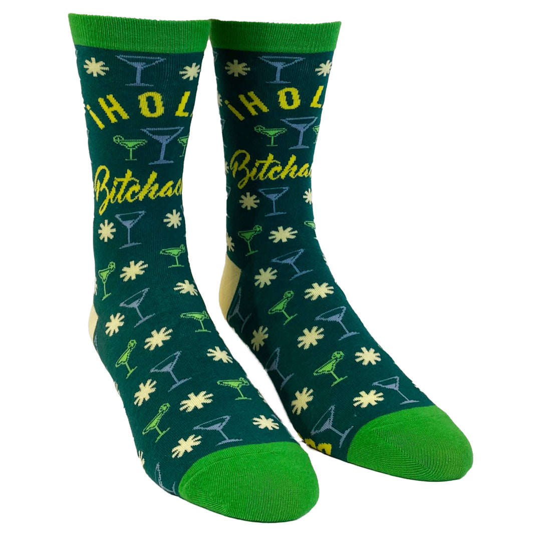 Womens Hola Bitchachos Socks Funny Tequlia Margarita Cinco De Mayo Graphic Footwear Image 2