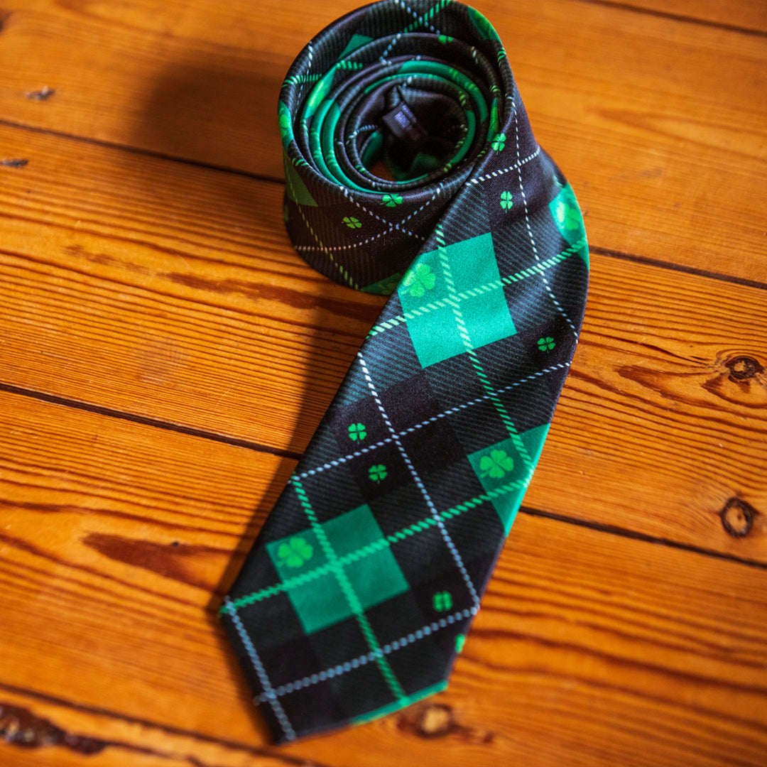 Saint Patricks Day Plaid Tie Funny Ties for Men St Patricks Ties Mens Novelty Neckties Green Argyle Tie Image 2