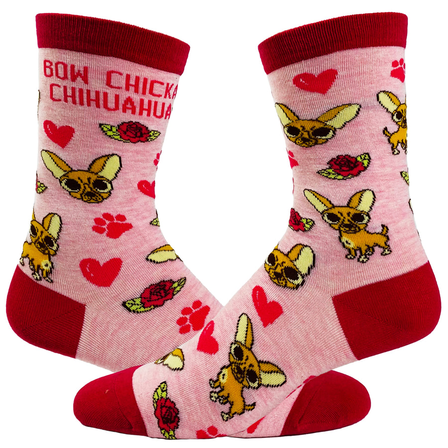 Women's Bow Chicka Chihuahua Socks Funny Pet Dog Small Breed Sarcastic Sex Footwear Image 1