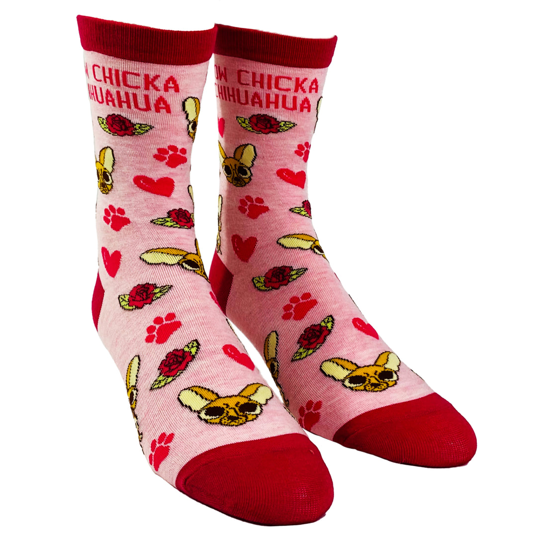 Women's Bow Chicka Chihuahua Socks Funny Pet Dog Small Breed Sarcastic Sex Footwear Image 2
