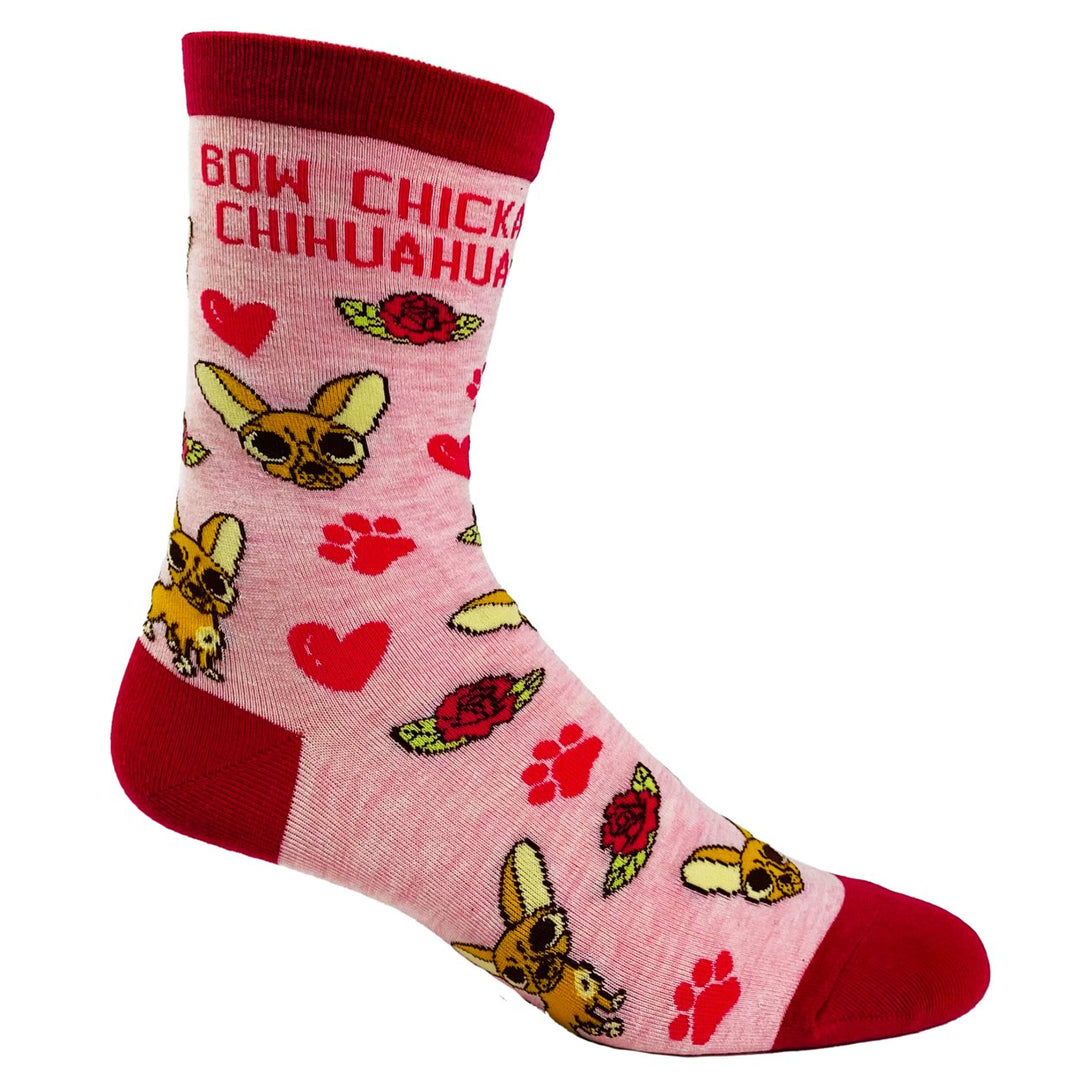 Womens Bow Chicka Chihuahua Socks Funny Pet Dog Small Breed Sarcastic Sex Footwear Image 6