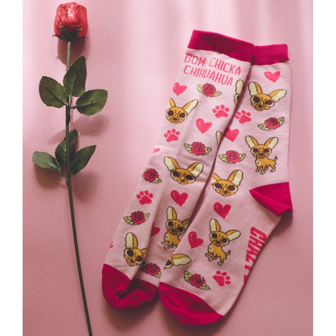 Womens Bow Chicka Chihuahua Socks Funny Pet Dog Small Breed Sarcastic Sex Footwear Image 7