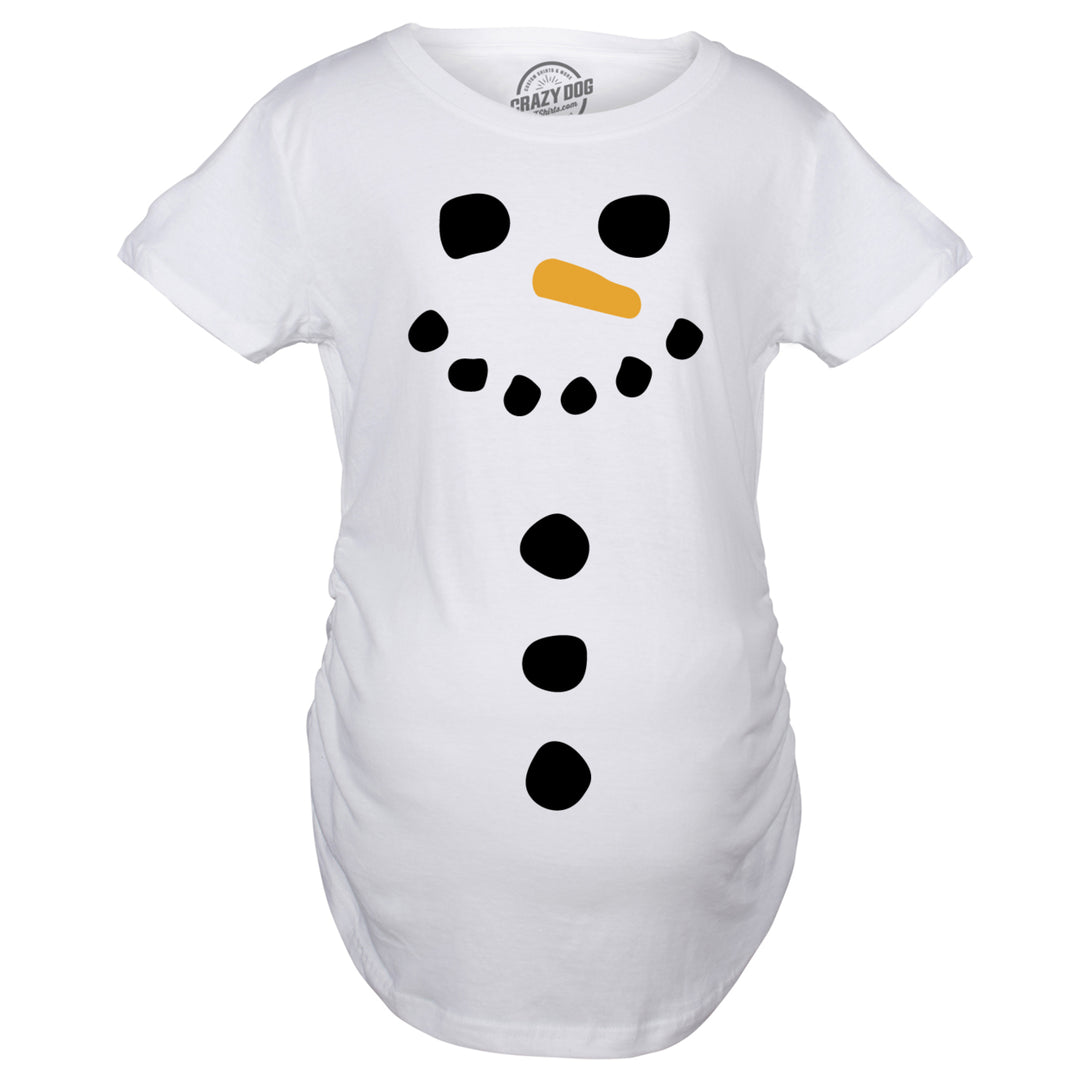 Maternity Snowman Buttons Funny Pregnancy Bump Tee Cute Christmas T shirt Image 2