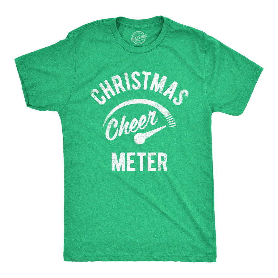 Mens Christmas Cheer Meter Tshirt Funny Holiday Xmas Party Graphic Tee Image 1