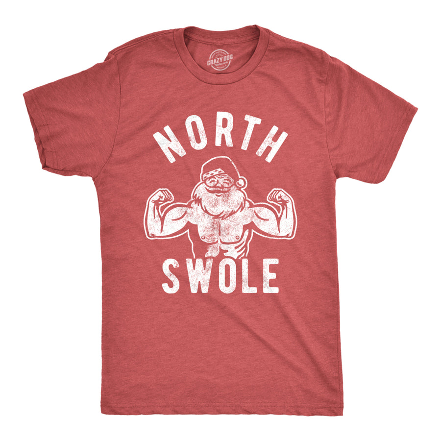 Mens North Swole Tshirt Funny Workout Santa Christmas Graphic Novelty Fitness Tee Image 1