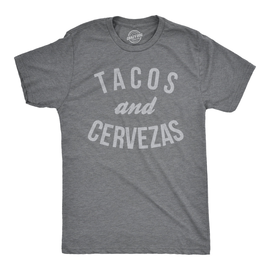 Mens Tacos and Cervezas Funny T shirt for Vacation Sarcastic Humor Graphic Top Image 1