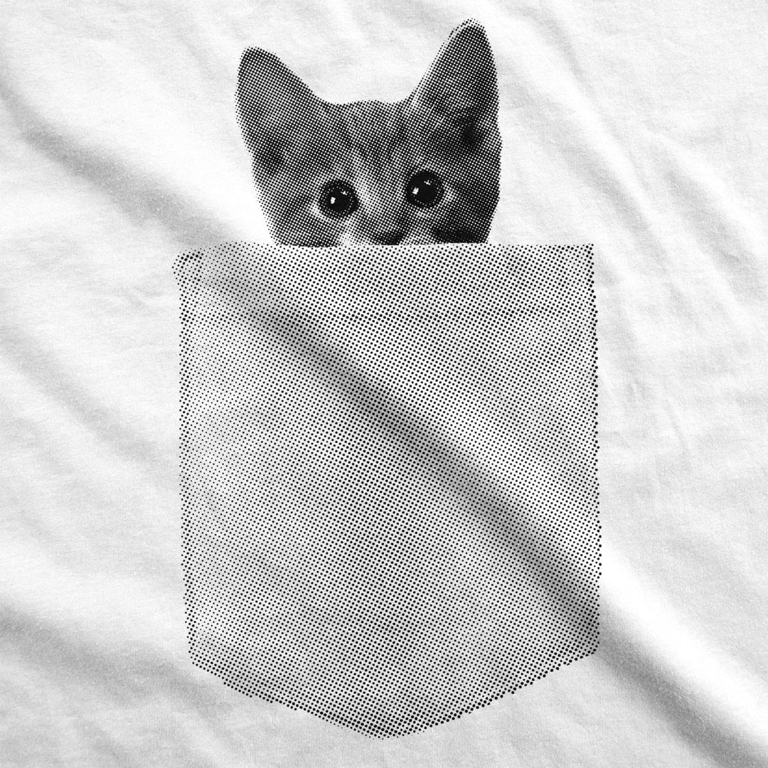 Mens Pocket Cat T Shirt Funny Printed Peeking Pet Kitten Animal Tee For Guys Image 2