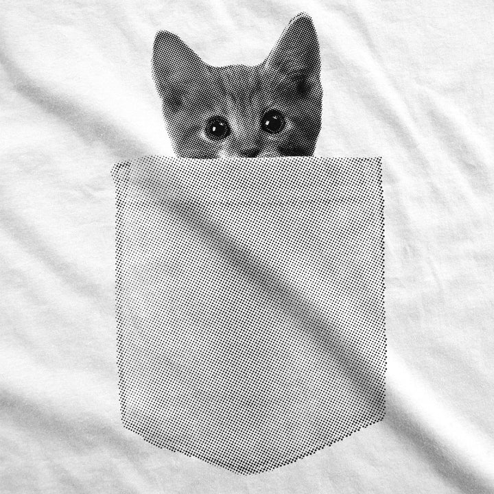 Mens Pocket Cat T Shirt Funny Printed Peeking Pet Kitten Animal Tee For Guys Image 2