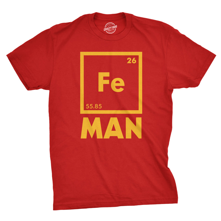 Mens Iron Science Man T Shirt Cool Novelty Funny Nerdy Graphic Print Tee Guys Image 1